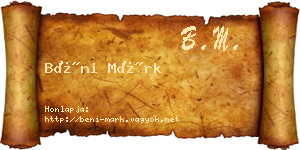 Béni Márk névjegykártya